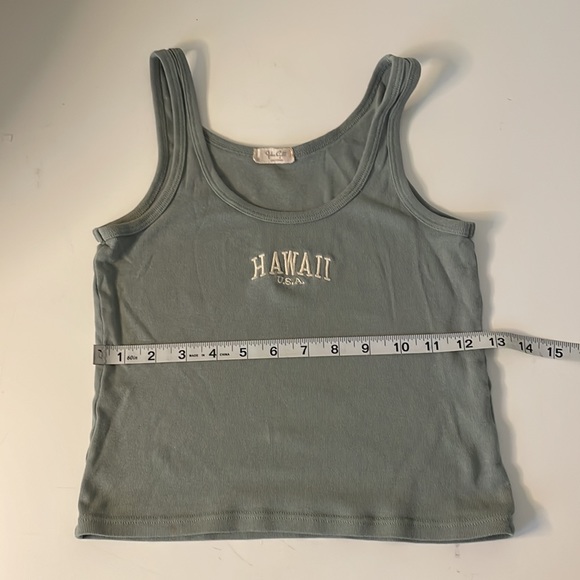 Hawaii Embroidered Teal Crop Top - Picture 7 of 8